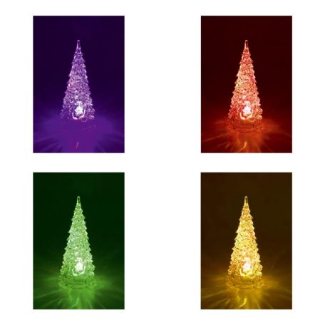 Home CDM 12 LED-es fenyőfa asztali dísz, 12cm, 3D akril dekoráció