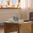 Home CDS 3 LED-es gyertyaszett üvegben, lángnyelv alakú LED, valódi viasz, 6 cm magas