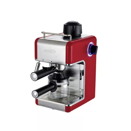 HAUSER CE-929 kávéfőző, 800 W, 3,5 bar, gőzölő funkció, 4 csésze kapacitás, piros színű