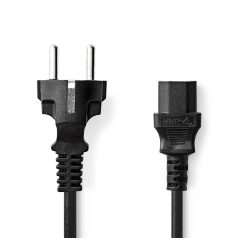   Tápkábel | Földelt Csatlakozó Dugó | IEC-320-C13 | Egyenes | Egyenes | Nikkelezett | 2.00 m | Kerek | PVC | Fekete | Label