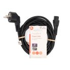 Tápkábel | Földelt Csatlakozó Dugó | IEC-320-C5 | Szögben | Egyenes | Nikkelezett | 3.00 m | Kerek | PVC | Fekete | Label