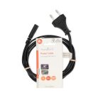 Tápkábel | Euro Férfi | IEC-320-C1 | Egyenes | Egyenes | Nikkelezett | 2.00 m | Kerek | ABS/PVC | Fekete | Label