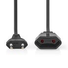 Tápkábel | Euro Férfi | Euro Női | Egyenes | Egyenes | Nikkelezett | 2.00 m | Kerek | PVC | Fekete | Label