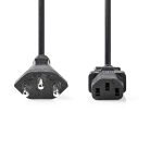 Tápkábel | CH Type 12 | IEC-320-C13 | Egyenes | Egyenes | Nikkelezett | 5.00 m | Kerek | PVC | Fekete | Label