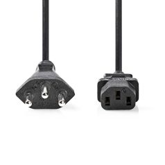   Tápkábel | CH Type 12 | IEC-320-C13 | Egyenes | Egyenes | Nikkelezett | 5.00 m | Kerek | PVC | Fekete | Label