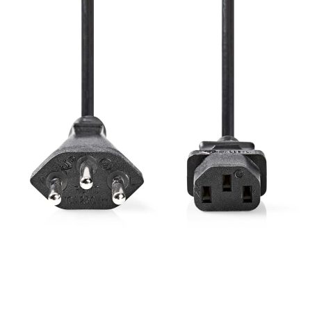 Tápkábel | CH Type 12 | IEC-320-C13 | Egyenes | Egyenes | Nikkelezett | 5.00 m | Kerek | PVC | Fekete | Label