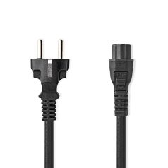   Tápkábel | Földelt Csatlakozó Dugó | IEC-320-C5 | Egyenes | Egyenes | Nikkelezett | 5.00 m | Kerek | PVC | Fekete | Műanyag Zacskó