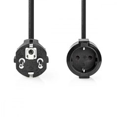   Tápkábel | Földelt Csatlakozó Dugó | Földelt Csatlakozó Aljzat | Egyenes | Egyenes | Nikkelezett | 3.00 m | Kerek | PVC | Fekete | Boríték