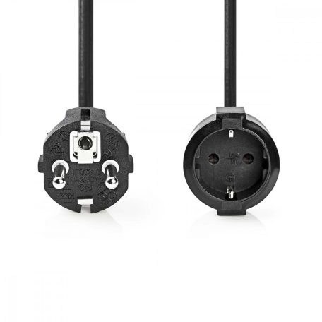 Tápkábel | Földelt Csatlakozó Dugó | Földelt Csatlakozó Aljzat | Egyenes | Egyenes | Nikkelezett | 3.00 m | Kerek | PVC | Fekete | Boríték