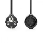 Tápkábel | Földelt Csatlakozó Dugó | Földelt Csatlakozó Aljzat | Egyenes | Egyenes | Nikkelezett | 5.00 m | Kerek | PVC | Fekete | Boríték