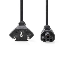   Tápkábel | CH Type 12 | IEC-320-C5 | Egyenes | Egyenes | Nikkelezett | 2.00 m | Kerek | PVC | Fekete | Boríték