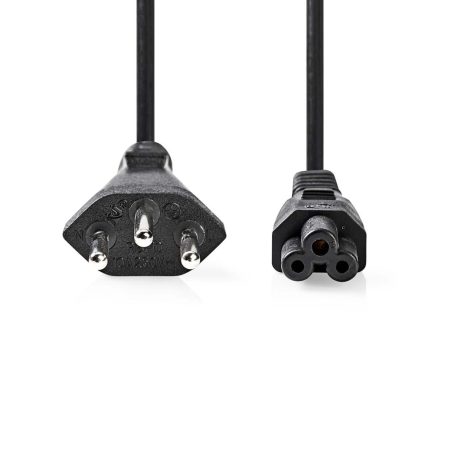 Tápkábel | CH Type 12 | IEC-320-C5 | Egyenes | Egyenes | Nikkelezett | 2.00 m | Kerek | PVC | Fekete | Boríték