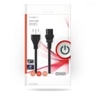 Tápkábel | Olasz Dugasz | IEC-320-C13 | Egyenes | Egyenes | Nikkelezett | 2.00 m | Kerek | PVC | Fekete | Boríték
