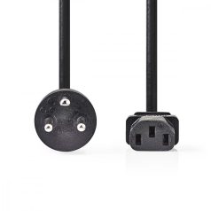   Tápkábel | Dán Dugasz | IEC-320-C13 | Egyenes | Egyenes | Nikkelezett | 2.00 m | Kerek | PVC | Fekete | Műanyag Zacskó