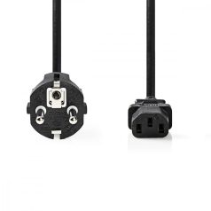   Tápkábel | Földelt Csatlakozó Dugó | IEC-320-C13 | Egyenes | Egyenes | Nikkelezett | 2.00 m | Kerek | PVC | Fekete | Papírfüles