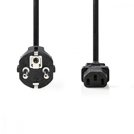 Tápkábel | Földelt Csatlakozó Dugó | IEC-320-C13 | Egyenes | Egyenes | Nikkelezett | 2.00 m | Kerek | PVC | Fekete | Papírfüles