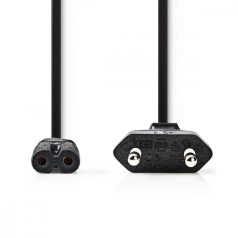   Tápkábel | Euro Férfi | IEC-320-C7 | Egyenes | Egyenes | Nikkelezett | 2.00 m | Lapos | PVC | Fekete | Papírfüles