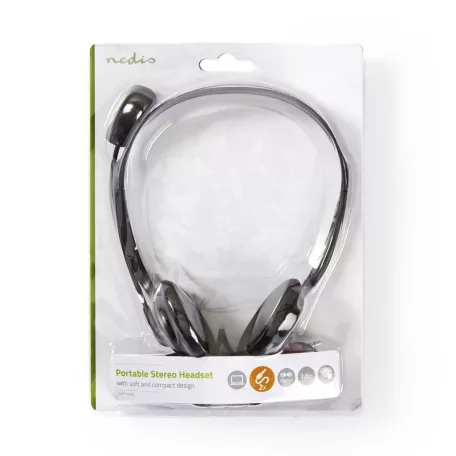 PC headset | Fülre Illeszkedő | Stereo | 2x 3.5 mm | Felhajtható Mikrofon | Fekete