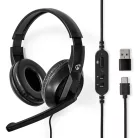 PC headset | Teljes Fület Befedő Kialakítás | Stereo | USB Type-A / USB Type-C™ | Felhajtható Mikrofon | Fekete