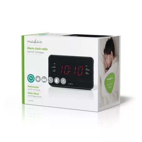 Digitális rádiós ébresztőóra | LED Kijelző | 1x 3.5 mm Audió Bemenet | Idő kivetítés | AM / FM | Szundi funkció | Alvás időzítő | Riasztások száma: 2 | Fekete