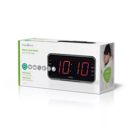 Digitális rádiós ébresztőóra | LED Kijelző | 1x 3.5 mm Audió Bemenet | Idő kivetítés | AM / FM | Szundi funkció | Alvás időzítő | Riasztások száma: 2 | Fekete