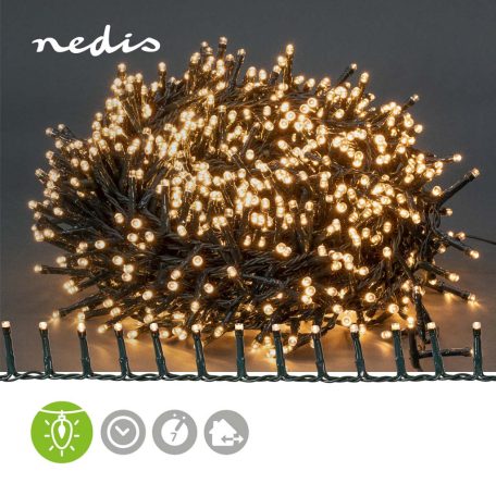 Karácsonyi Világítás | Kompakt fürt | 1800 db. LED | Meleg Fehér | 36.00 m | Fényhatások: 7 | Beltéri vagy Kültéri | Hálózati Áramellátás