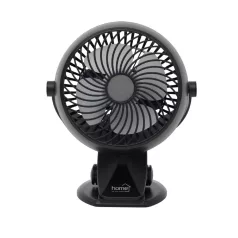   Home CLF 10/BK csíptetős, akkumulátoros ventilátor, 3 fokozat, 10 cm-es lapátátmérő, állítható fejrész, 1800 mAh Li-ion akkumulátor, fekete