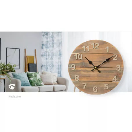 Falióra | Átmérő: 300 mm | Fa | Barna / Bézs