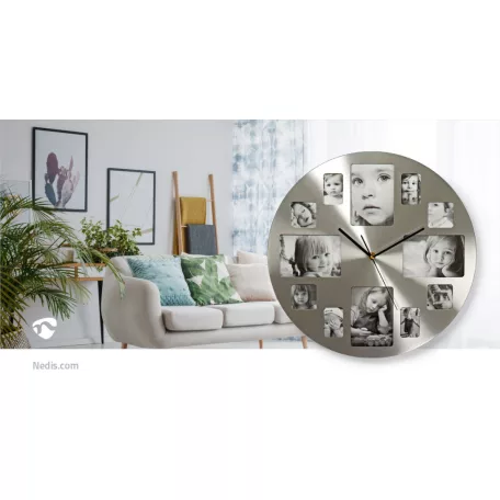 Falióra | Átmérő: 400 mm | Fém | Ezüst