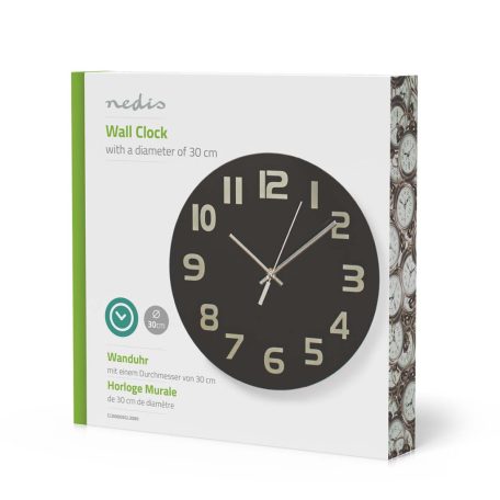 Falióra | Átmérő: 300 mm | Üveg | Fekete