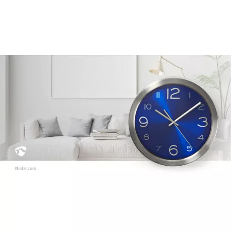 Falióra | Átmérő: 300 mm | Rozsdamentes Acél | Ezüst / Kék