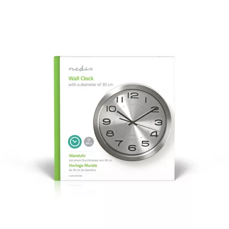 Falióra | Átmérő: 300 mm | Rozsdamentes Acél | Ezüst