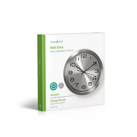 Falióra | Átmérő: 300 mm | Rozsdamentes Acél | Ezüst