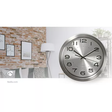 Falióra | Átmérő: 300 mm | Rozsdamentes Acél | Ezüst