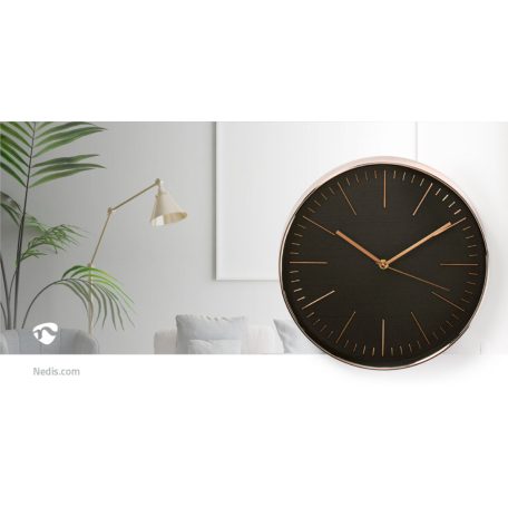 Falióra | Átmérő: 300 mm | Műanyag | Fekete / Rózsaarany