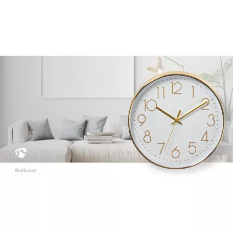 Falióra | Átmérő: 300 mm | Műanyag | Arany / Fehér