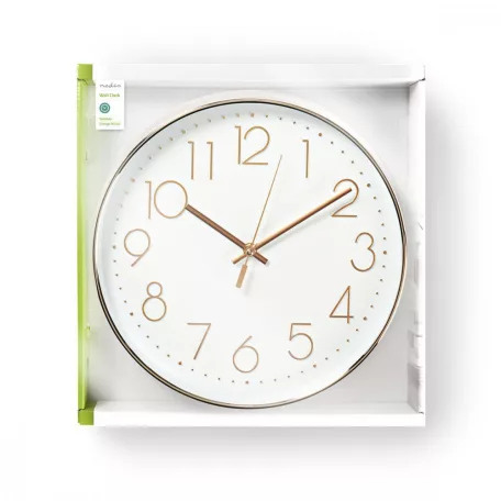 Falióra | Átmérő: 300 mm | Műanyag | Fehér / Rózsaarany