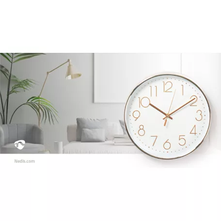 Falióra | Átmérő: 300 mm | Műanyag | Fehér / Rózsaarany