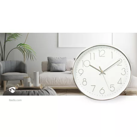 Falióra | Átmérő: 300 mm | Műanyag | Ezüst / Fehér