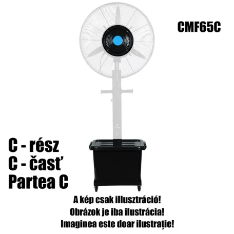 HOME CMF65C párásító ventilátor motor, víztartály, párásító tárcsa, vízpumpa, talp, kerekek