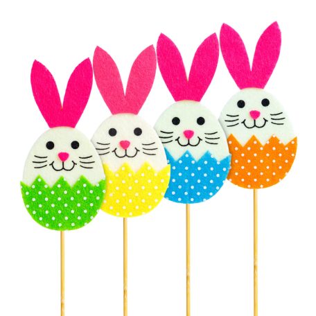 Húsvéti dekoráció - nyuszi - 4 féle - 7 x 9 cm - leszúrható