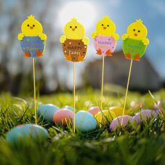   Húsvéti dekoráció - csibe - 4 féle - 6 x 9 cm - leszúrható