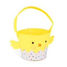 Húsvéti dekoráció - csibe kosár - 18 x 16 cm - sárga