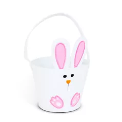 Húsvéti dekoráció - nyuszi kosár - 18 x 16 cm - fehér