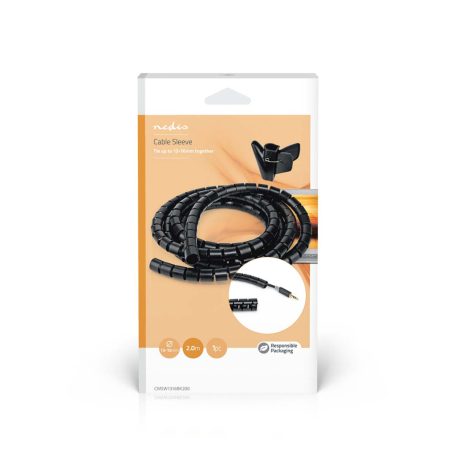 Kábelrendező | Spirális hüvely | 1 db | Maximális kábel vastagság: 16 mm | PE | Fekete