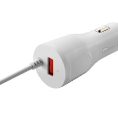   CANYON CNE-CCA033W autós töltő, Lightning kábellel, 1db USB port, 12-24 V