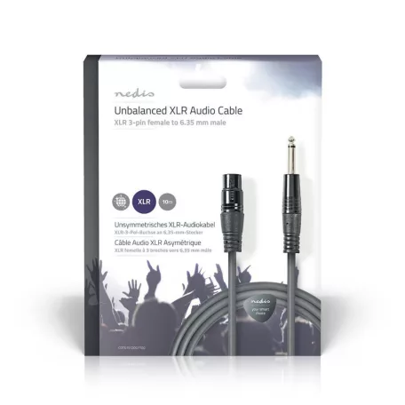 Kiegyensúlyozatlan audio kábel | XLR 3-Tűs Aljzat | 6.35 mm Dugasz | Nikkelezett | 10.0 m | Kerek | PVC | Sötét Szürke | Ajándék Dobozban