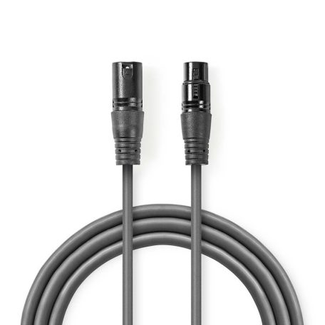 Szimmetrikus Audió Kábel | XLR 3-Tűs Dugasz | XLR 3-Tűs Aljzat | Nikkelezett | 0.50 m | Kerek | PVC | Sötét Szürke | Kartondoboz