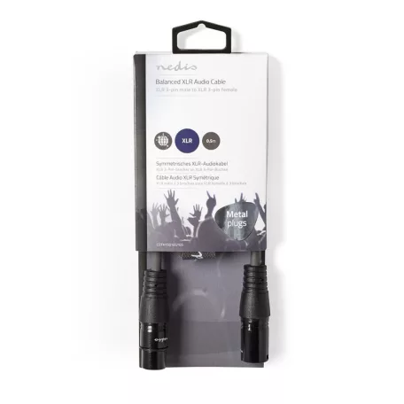 Szimmetrikus Audió Kábel | XLR 3-Tűs Dugasz | XLR 3-Tűs Aljzat | Nikkelezett | 0.50 m | Kerek | PVC | Sötét Szürke | Kartondoboz