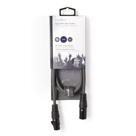 DMX adapter kábel | XLR 3-Tűs Dugasz | XLR 3-Tűs Aljzat | Nikkelezett | 1.00 m | Kerek | PVC | Sötét Szürke | Kartondoboz